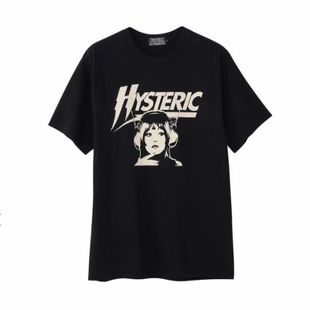 hysteric glamour 黑色长袖印花短袖T恤 休闲男女同款