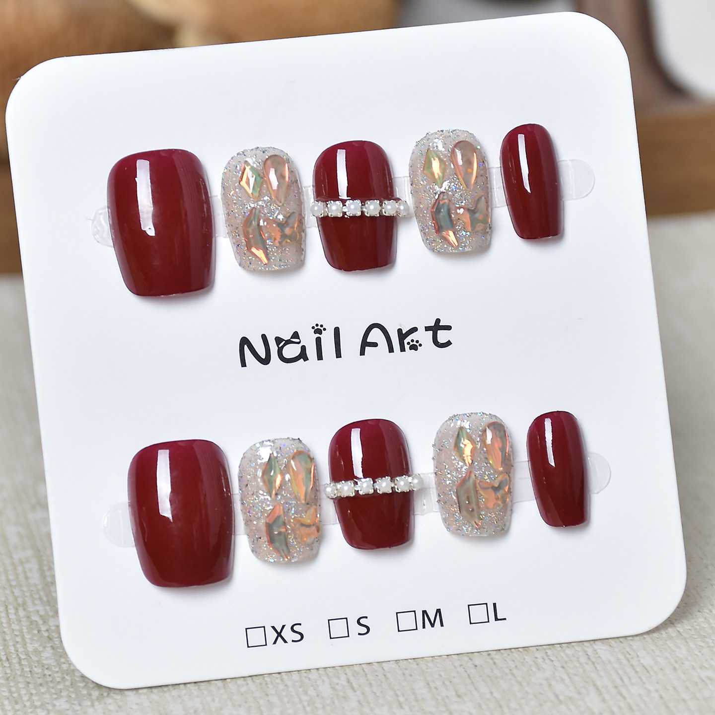 网红红色一字钻短款穿戴甲2025新款高级感新娘拍婚纱照指甲贴片,彩妆/香水/美妆工具,穿戴甲/甲片,淘宝优惠券,粉丝福利购,淘宝优惠卷