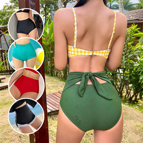 高腰泳裤女大码泳衣比基尼收腹防走光三角打底裤单件遮肚内裤内衣