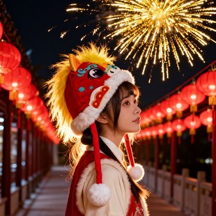 虎嗷喵2026年新款马發發虎头帽非遗手工国潮创意毛绒帽成人儿童款