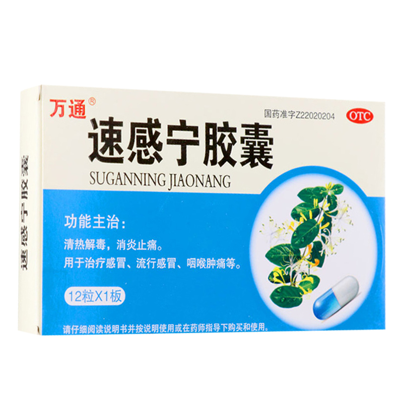 万通 速感宁胶囊0.3g*12粒 清热解毒 消炎止痛 流行感冒 咽喉肿痛