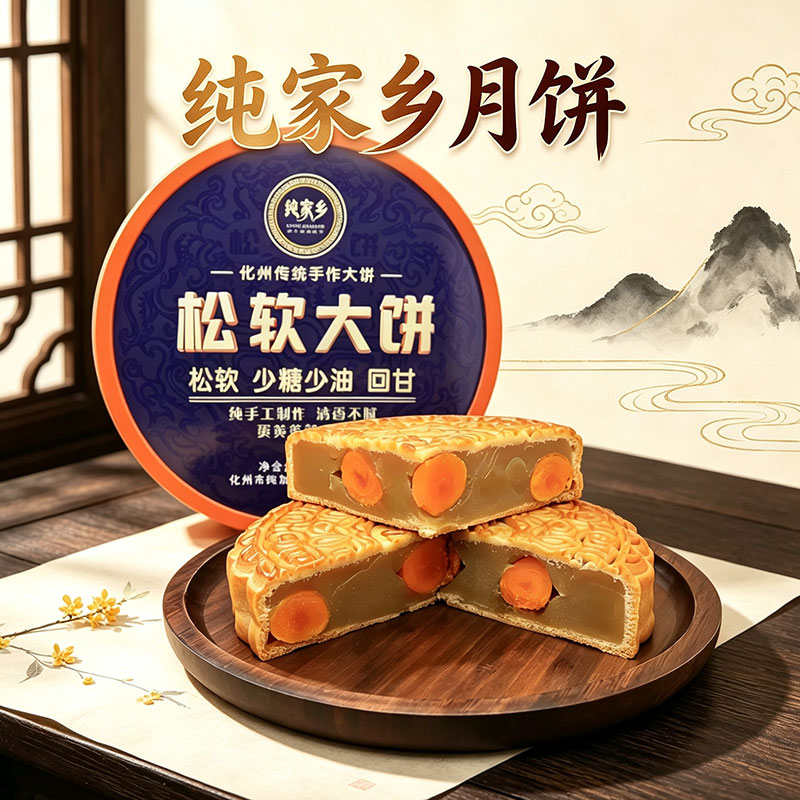 广式大月饼蛋黄白莲蓉中秋传统手工大饼礼盒送长辈1斤2斤可选