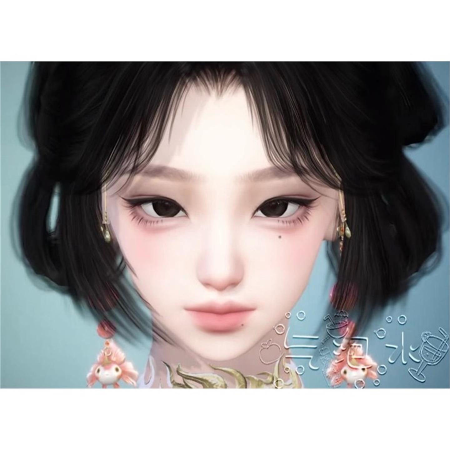 狐狸眼 苹果气泡水 逆水寒手游捏脸女通用