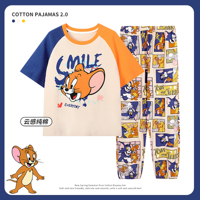 2025男童睡衣猫和老鼠卡通家居服