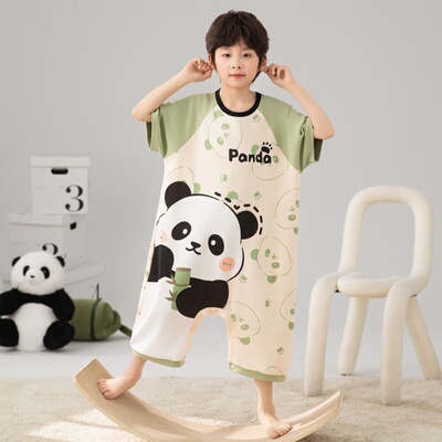 2025男童睡衣连体卡通短袖家居服