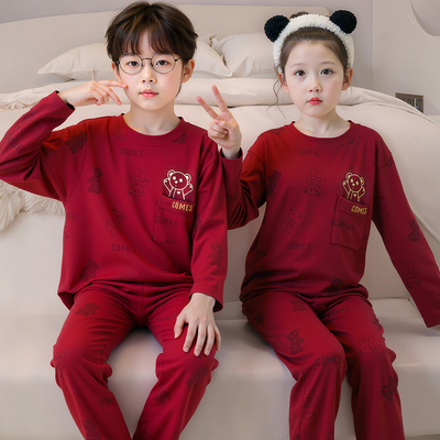 本命年男童女孩大红色纯棉家居服