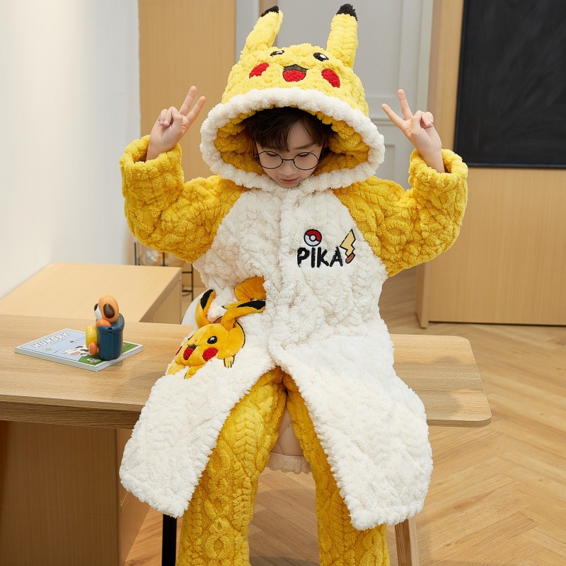 逸萌熊儿童冬季睡衣加绒加厚套装