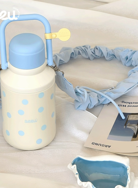 seeu波尔卡保温杯拎桶保温壶316不锈钢水杯带滤网大容量1000ml