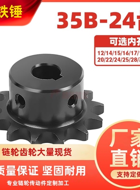 SP35B-24齿06C链轮45钢高频淬火VLD02带键槽螺丝孔发黑配35B链条
