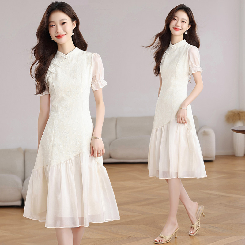 实拍夏季女装新中式旗袍改良复古小香风连衣裙拼接设计感气质显瘦 - 淘宝联盟商品