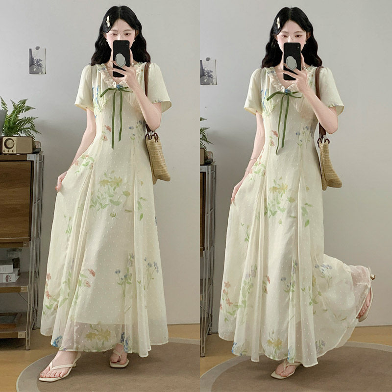 实拍~夏季法式度假风温柔碎花连衣裙收腰显瘦气质大码连衣裙 - 淘宝联盟商品