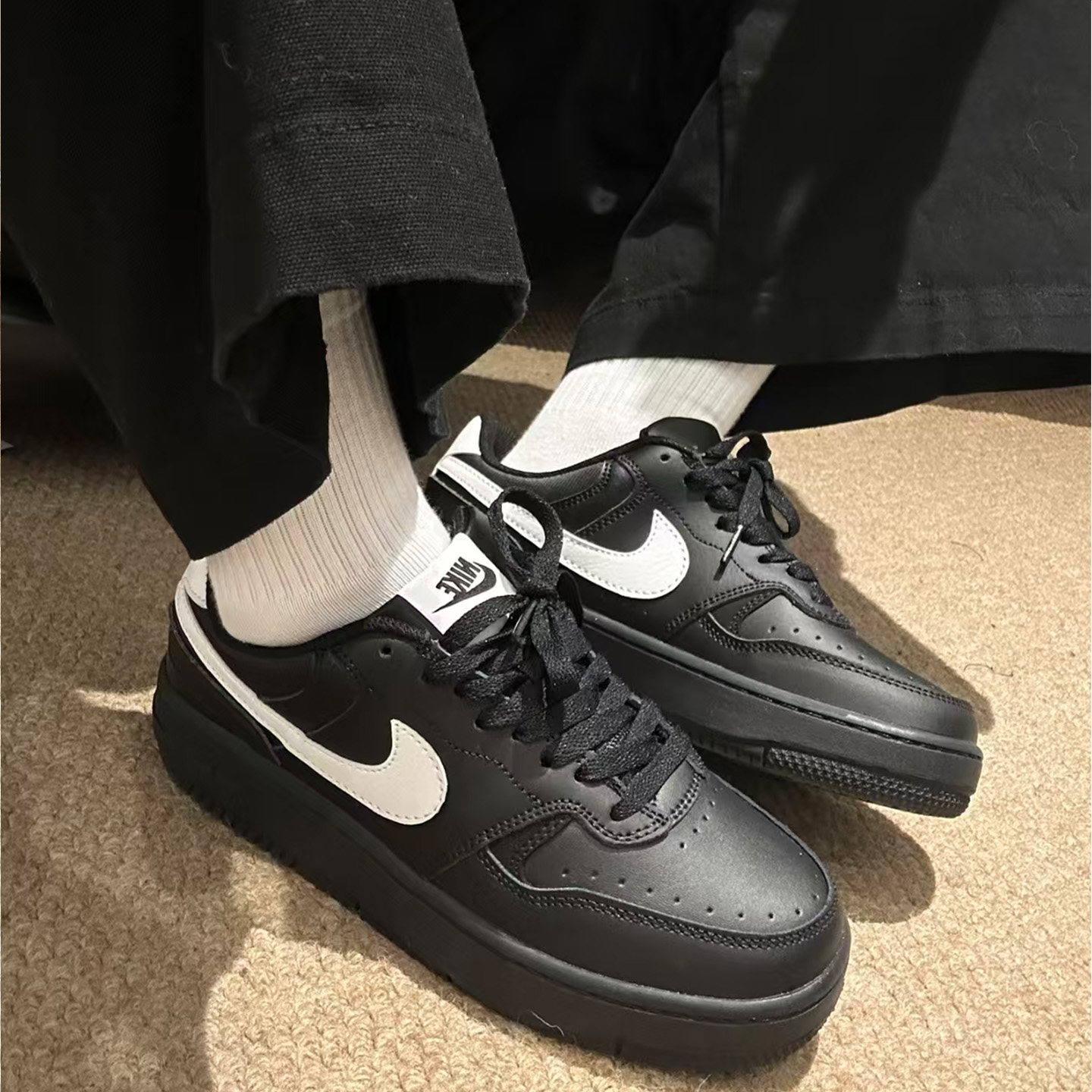 耐克Nike Gamma Force黑白黑武士男女低帮复古休闲板鞋FQ6476-010