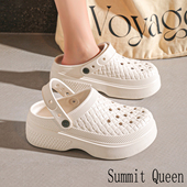 Summit Queen休闲日常平跟外穿纯色踩屎感包头厚底洞洞鞋