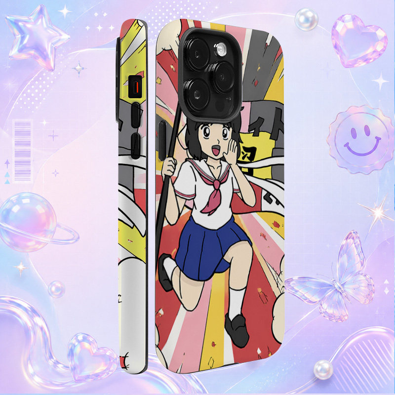 复古日系水手服动漫少女波普插画适用于苹果三星华为小米手机壳防摔保护套镜头全包