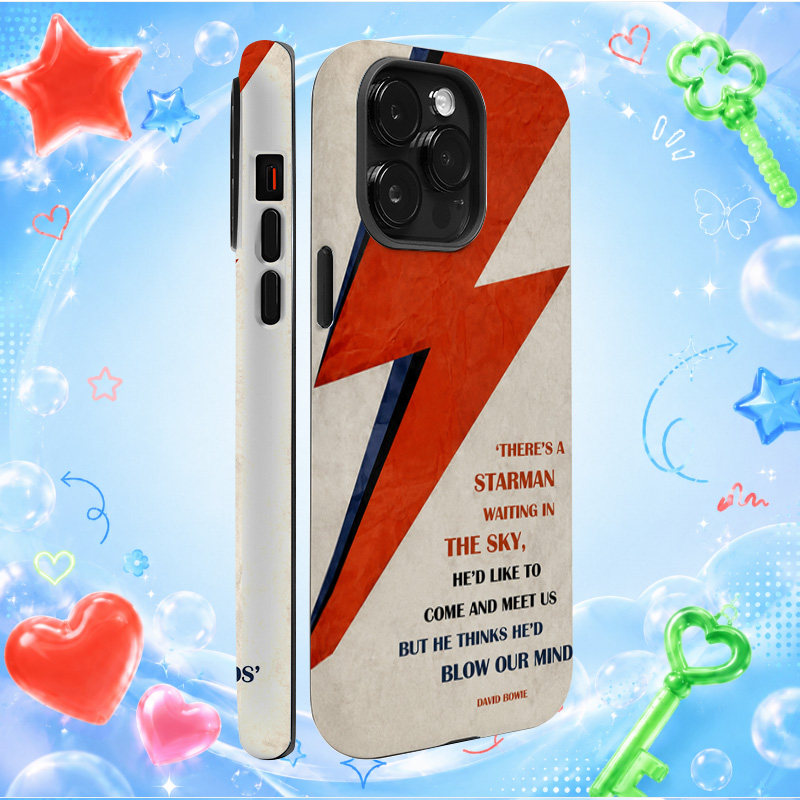 starMin70年代复古摇滚大卫鲍伊闪电妆容简约小众创意潮牌苹果手机壳防摔时尚硅胶软壳iPhone手机壳情侣超薄