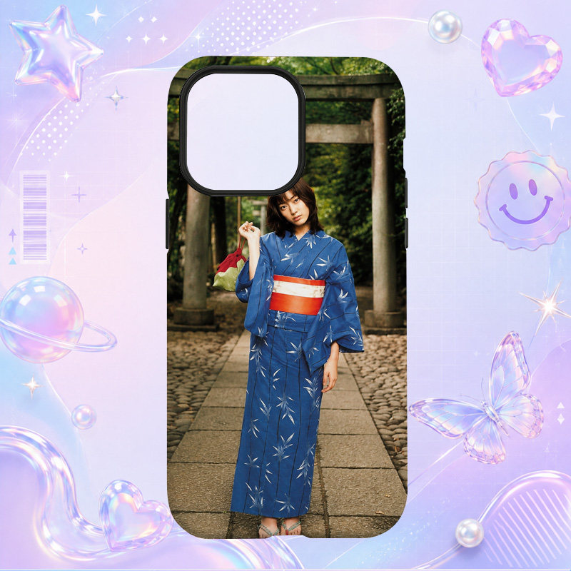 佐藤爱子蓝色和服户外全身写真适用于苹果三星华为小米手机壳防摔保护套镜头全包