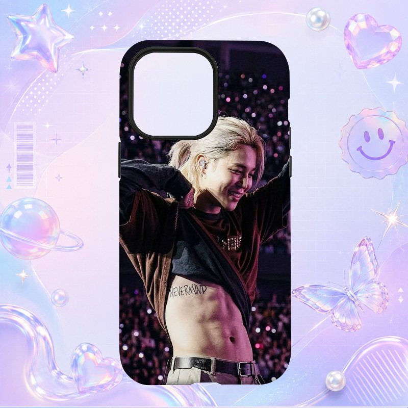 Jimin金发黑色短装热力舞台写真适用于苹果三星华为小米手机壳防摔保护套镜头全包