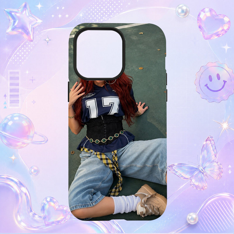 Mina藏蓝球衣宽松牛仔裤街头写真适用于苹果三星华为小米手机壳防摔保护套镜头全包