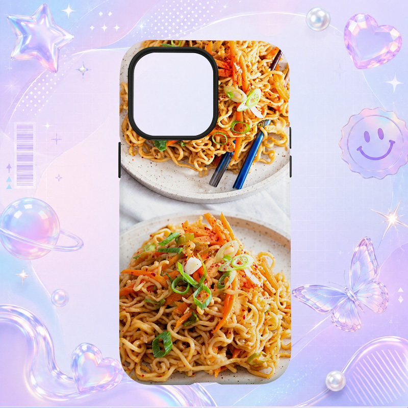亚洲美食双拼炒面餐桌料理适用于苹果三星华为小米手机壳防摔保护套镜头全包