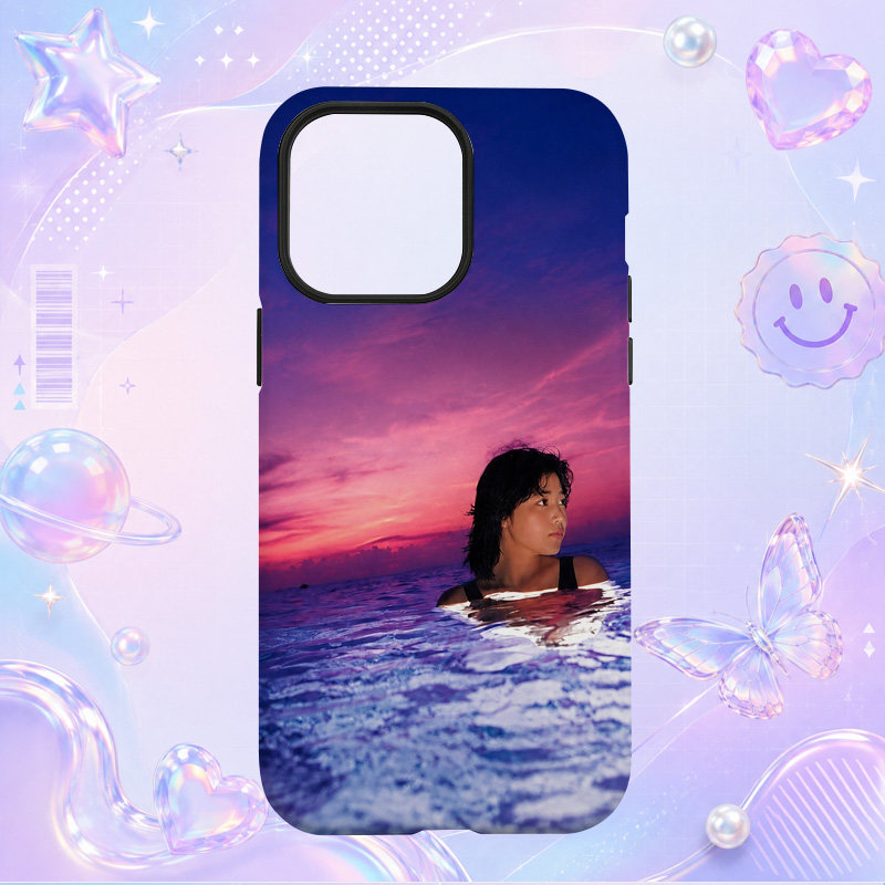 昭和日本偶像歌手菊池桃子Momoko Kikuchi紫色晚霞海边写真适用于苹果三星华为小米手机壳防摔保护套镜头全包
