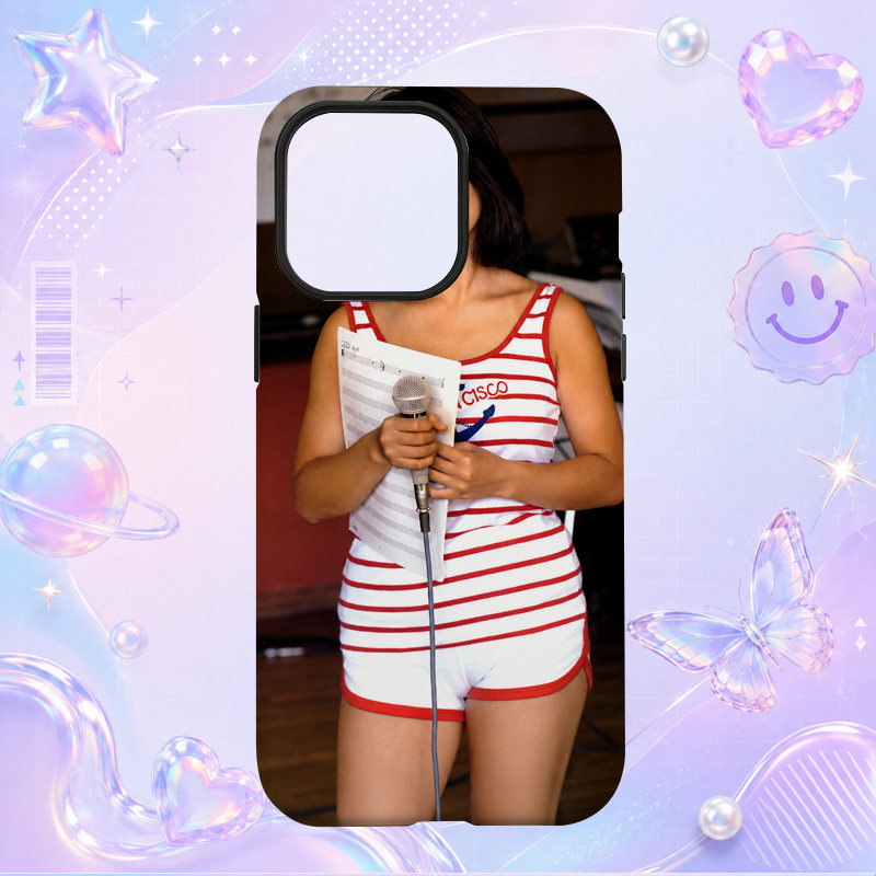 昭和日本偶像歌手河合奈保子Naoko Kawai条纹背心话筒写真适用于苹果三星华为小米手机壳防摔保护套镜头全包