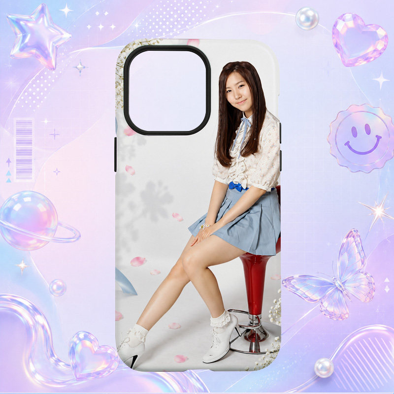 Yookyung白色蕾丝上衣蓝色短裙坐姿写真适用于苹果三星华为小米手机壳防摔保护套镜头全包