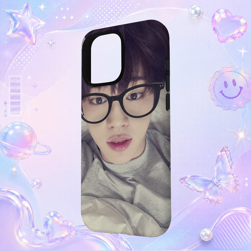 Jimin黑框眼镜灰色上衣近景自拍适用于苹果三星华为小米手机壳防摔保护套镜头全包