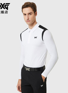 PXG高尔夫服装男士长袖运动休闲POLO衫舒适透气简约时尚新款正品