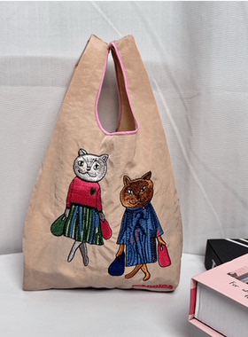 斜挎包腰包女潮小包明星同款ballchain包单肩手提帆布包刺绣mini