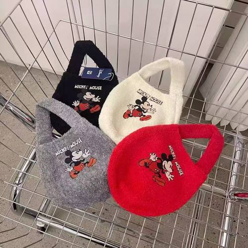 3月新款包包毛绒米奇四季大容量卡通单肩通勤上课托特百搭