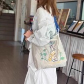 100%尼龙高品质韩日系小众ball chain布袋刺绣尼龙购物袋手提包1