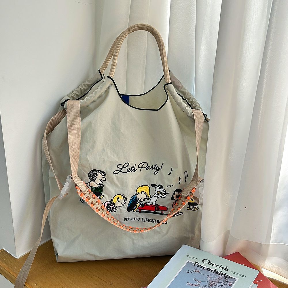 新刺绣 韩日小众ballchain刺绣购物布袋手提单肩斜挎包