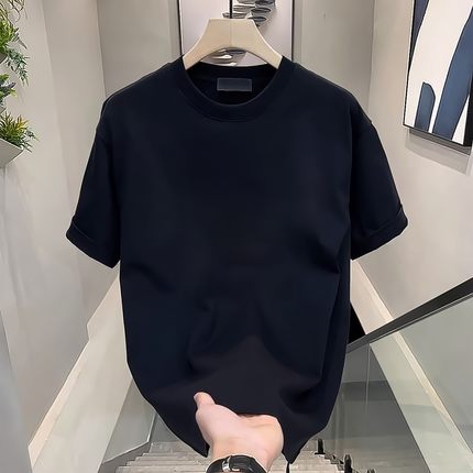 重磅夏季衣服纯棉高端T恤短袖男纯色2025新爆款宽松休闲潮流百搭