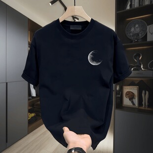 夏季 T恤男士 薄款 2026新款 男圆领体恤上衣服 美式 纯棉重磅半袖 短袖