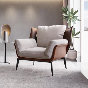 意式极简设计师沙发椅客厅单人沙发布艺阳台休闲椅现代北欧教父椅