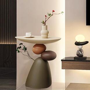 中古风创意客厅沙发旁边几落地摆件家居装饰品石来运转高级感茶几