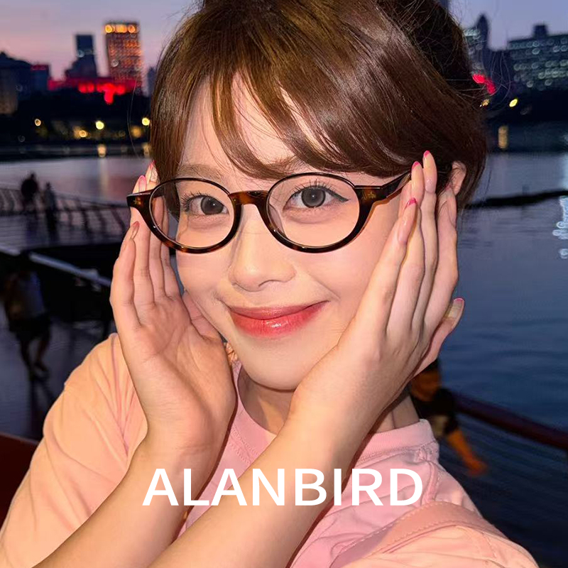 复古英伦下半框书呆子眼镜女高级感素颜神器玳瑁椭圆小框近视眼镜