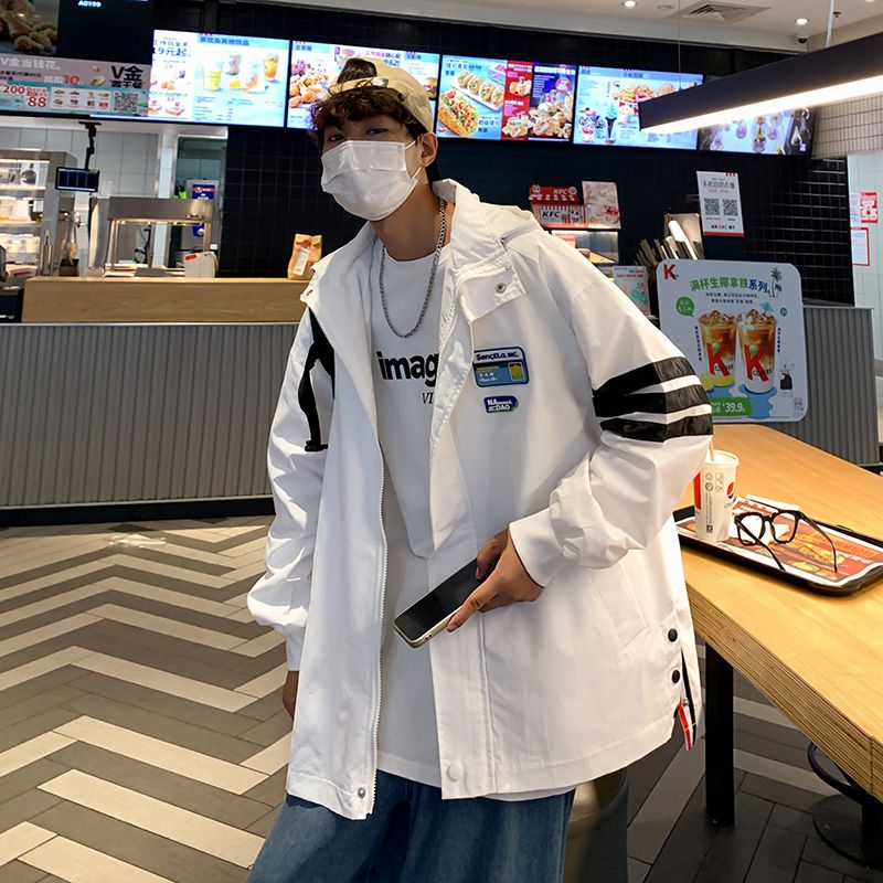 学院风痞帅燕尾服夹克春秋季新款韩版潮牌外套宽松大码工装连帽