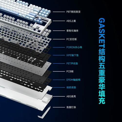 Weika WK87 Трехмодная механическая клавиатура Структура прокладки настройка проводной беспроводной Bluetooth Office Em-Sports Game