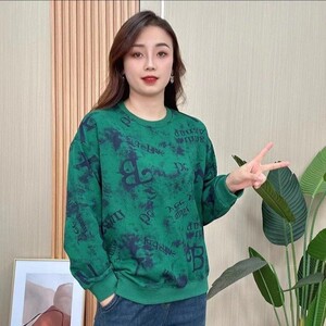 大码时尚长袖卫衣女2023秋季新款休闲中年妈妈百搭显瘦圆领打底衫