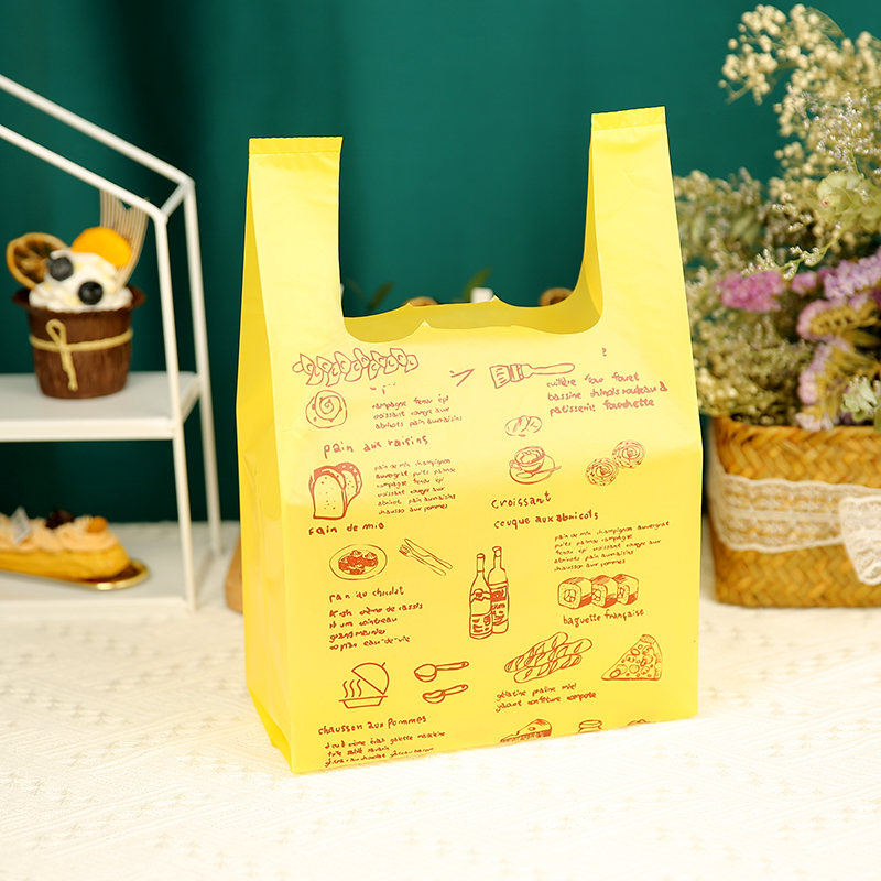 黄色塑料特大号打包袋购物袋礼品袋卡通袋食品袋外卖袋背心袋加厚