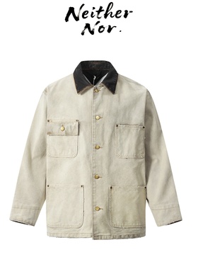 美式高街男女宽松直筒轻职牛皮重磅复古高配简约休闲工装夹克外套