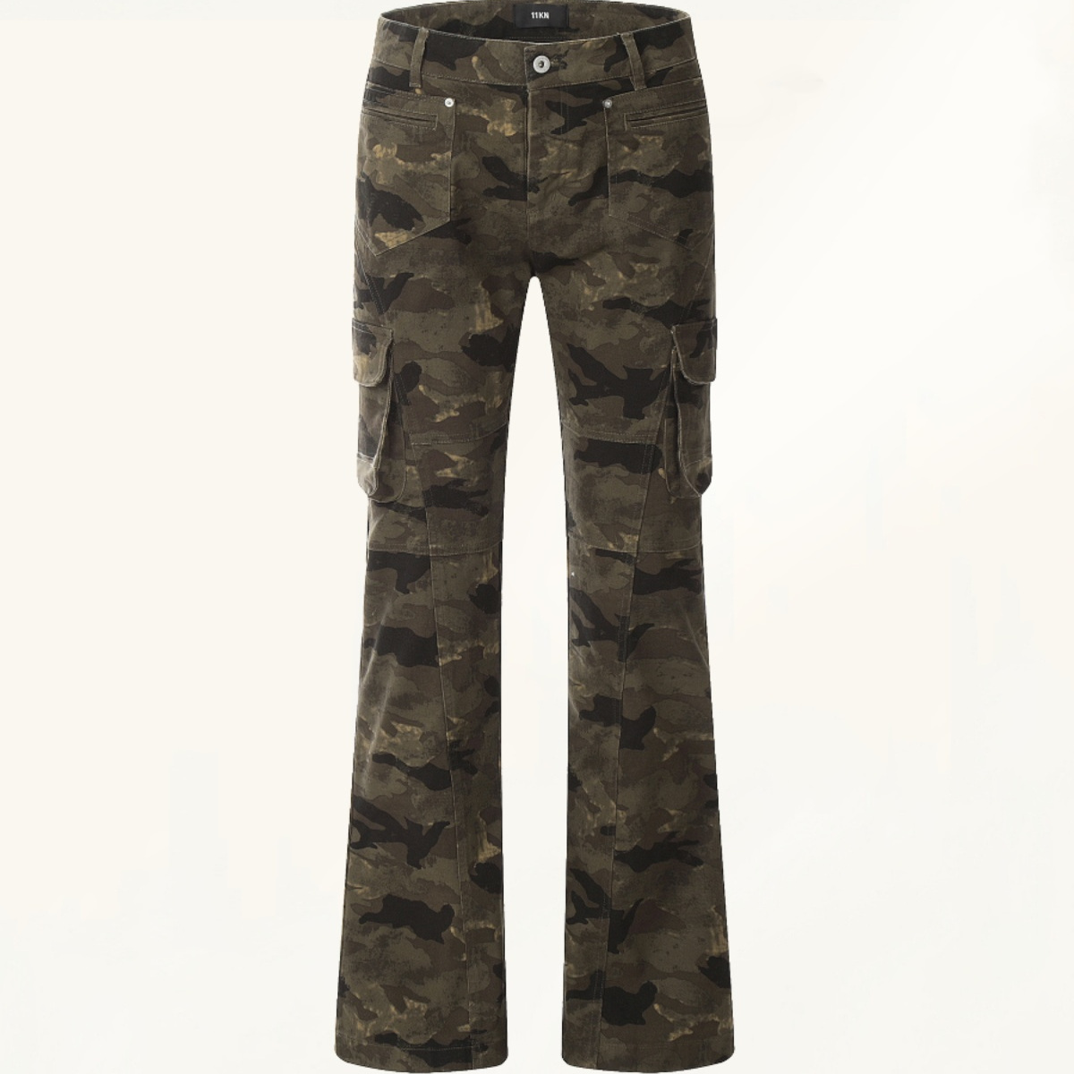 VIBE美式复古男女修身显瘦微喇工装长裤登山战术户外迷彩休闲裤子