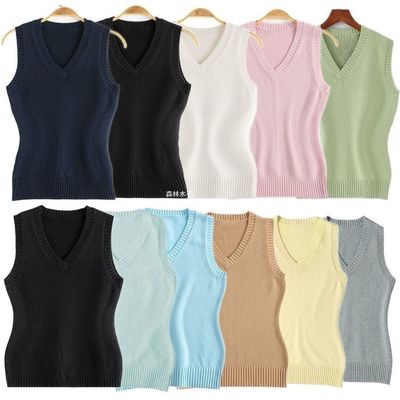 小个子春秋款JK制服上衣学院修身显瘦收腰背心毛衣叠穿针织衫马甲