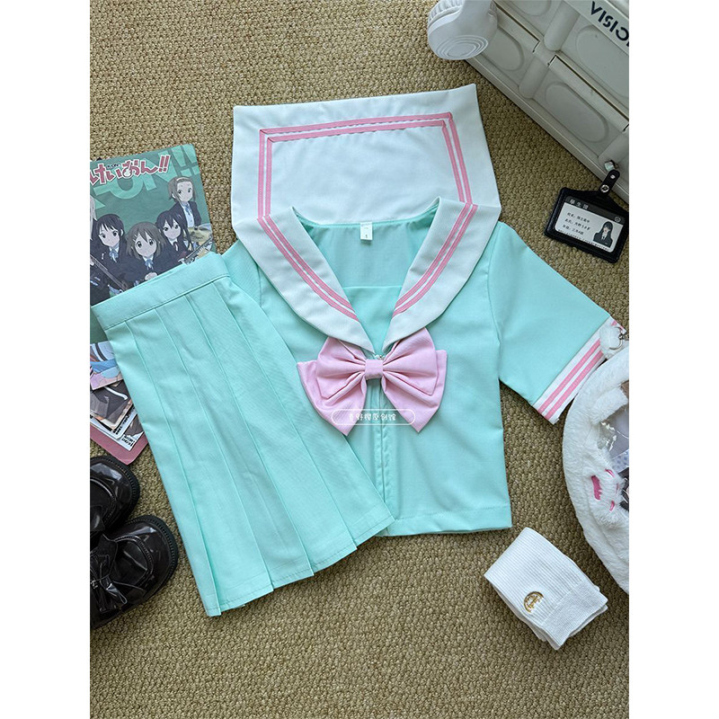 JK制服套装水手服薄荷绿JK学院风穿搭多巴胺韩系JK短裙小个子套装