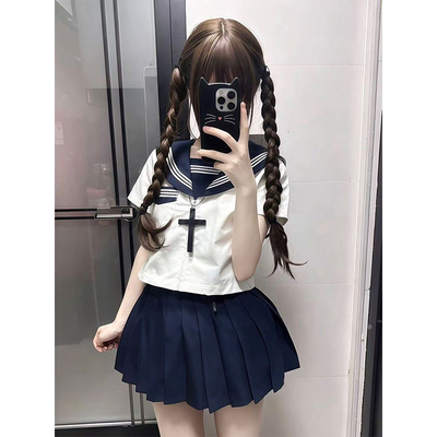 原创正版jk制服双子jk日系夏季学院风白三本水手服不良中间服套装