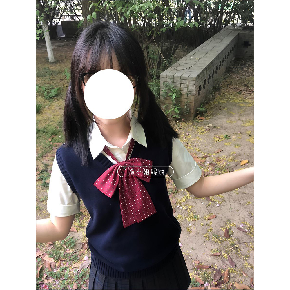 纯色学院风JK制服针织马甲套头无袖穿搭小辣椒格裙短裙百搭套装女