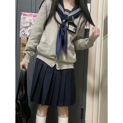 原创正版jk制服全套学院风春夏秋冬毛衣开衫水手服短裙学生套装