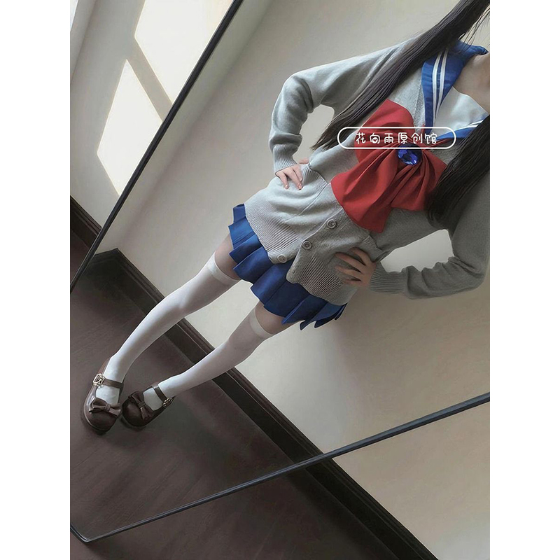 校供感基础款学院风正版日系2025原创绀领白长袖中间服水手服套装