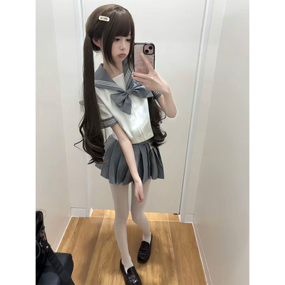 正统JK制服新品萌妹套装灰二本短袖水手服基础款日系学生中间服女